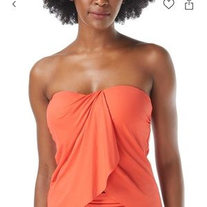 Vince Camuto Strapless Draped Tankini Top